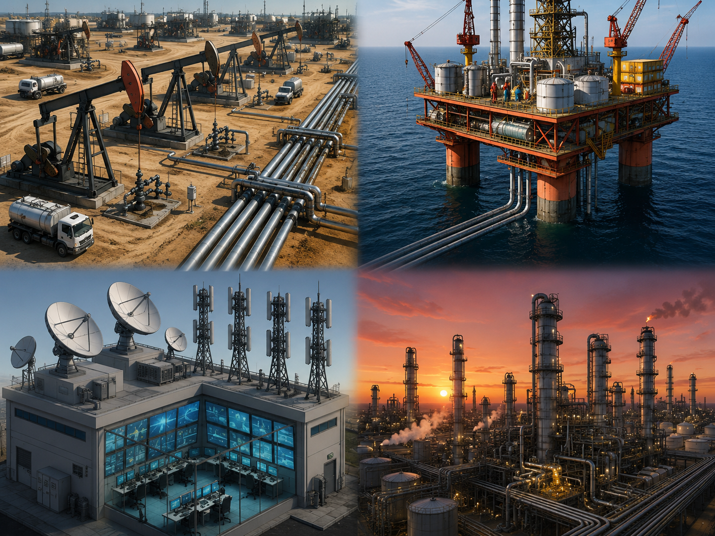 Oil and gas infrastructure collage